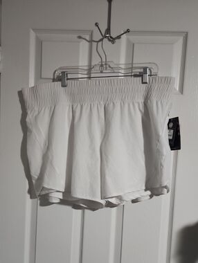 Avia Women's White Athletic Shorts with Smocked Waist